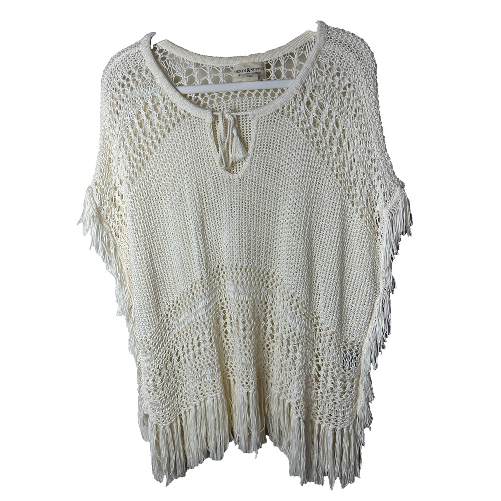 Denim & Supply Ralph Lauren Women Crochet Top Sz Med Oversize Festival Fringe